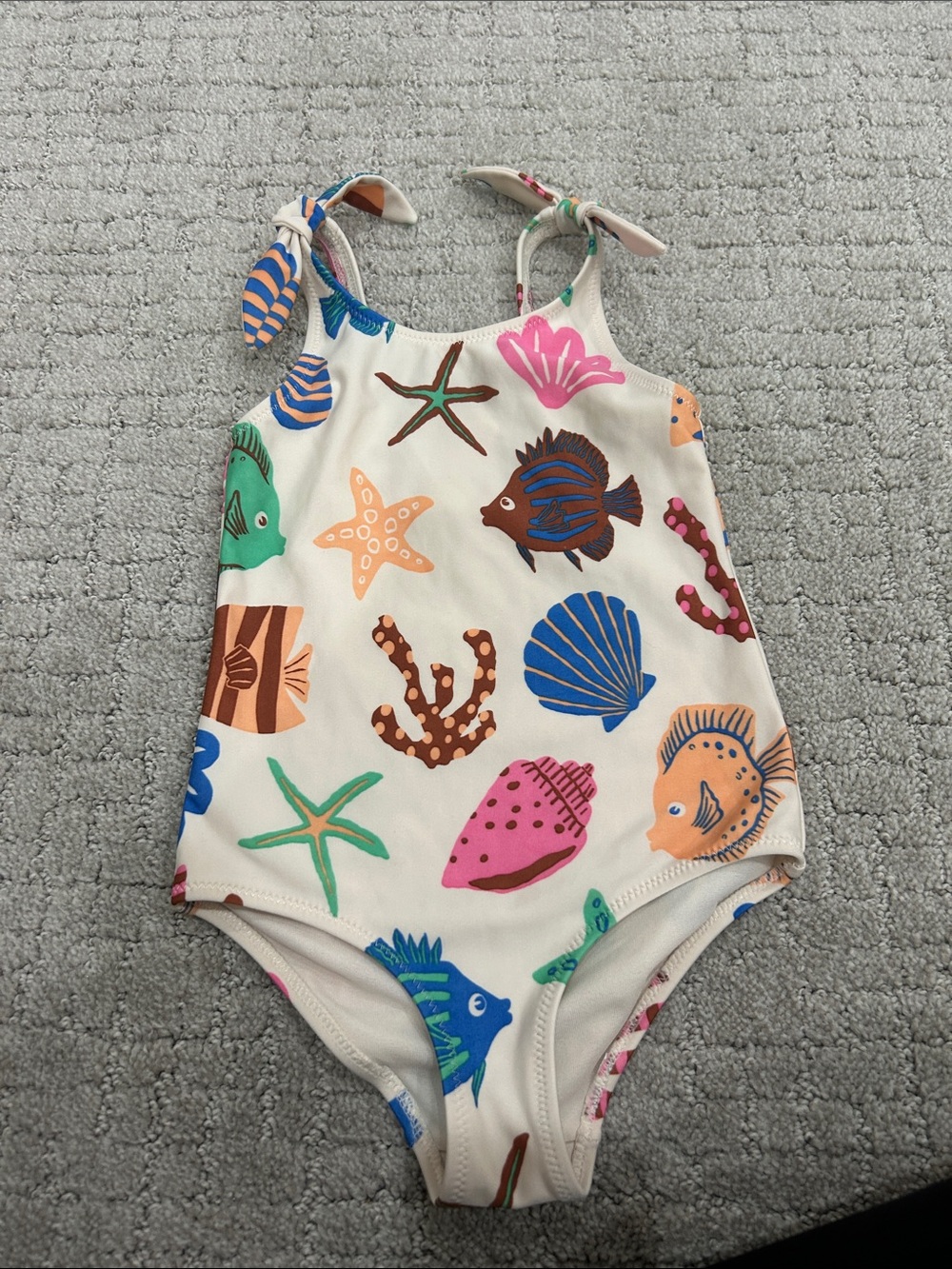 H&M Cream One-Piece Swimsuit with Colorful Sea Creatures